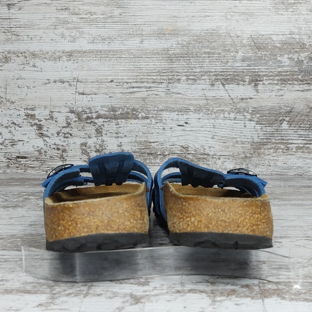 🟦Sz 37 Like New Birkenstock Blue Triple Strap Slide Sandal - Picture 12 of 16